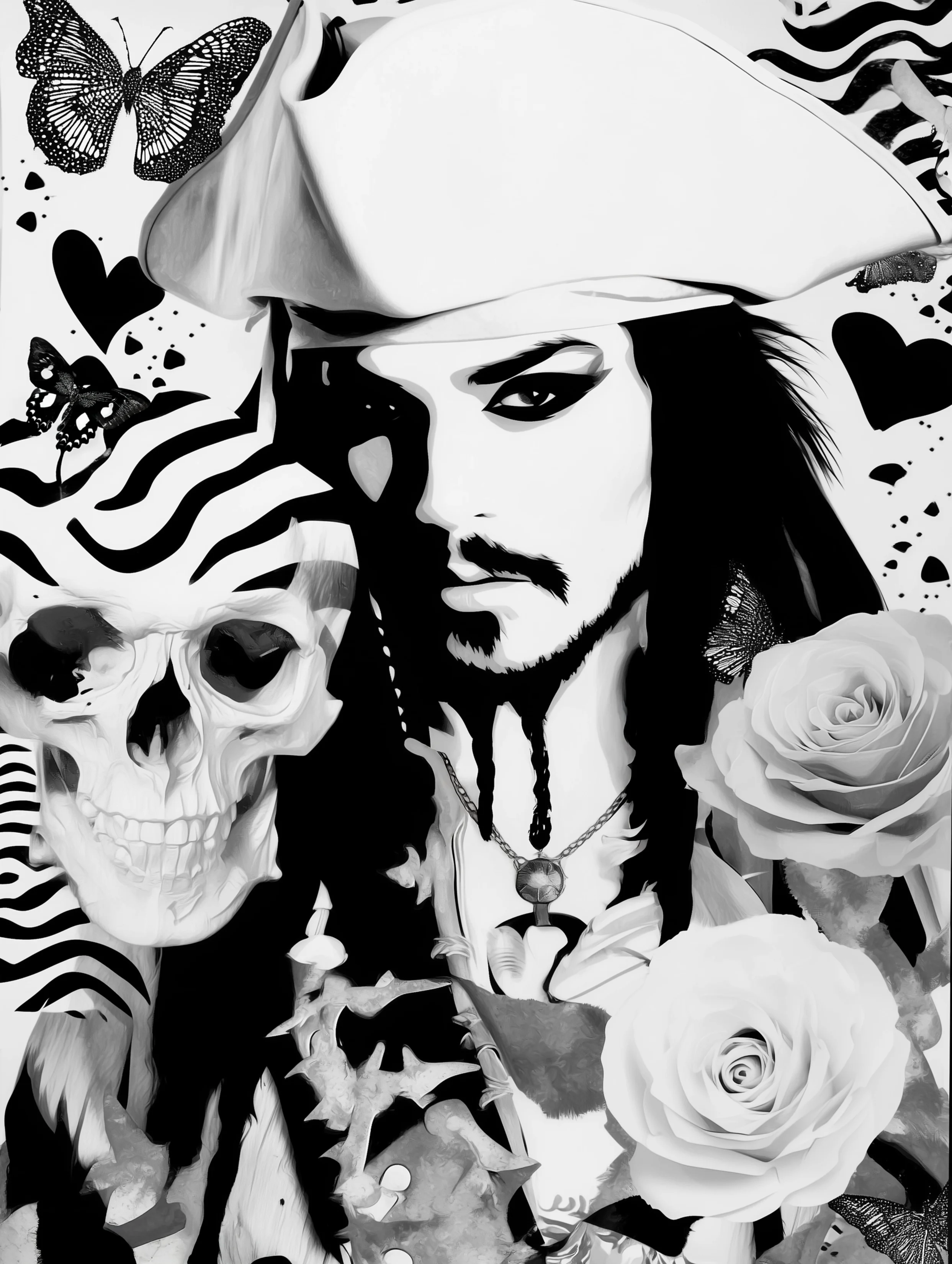 Free printable pirate coloring pages for adults featuring a pirate wearing a white hat